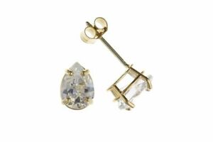 【送料無料】ジュエリー・アクセサリー パールゴールドキュービックジルコンフォージドローブイヤリング9ct oro a forma di pera zircone cubico forgiati orecchini a lobo