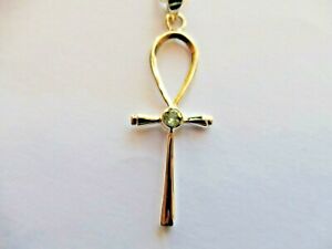 【送料無料】ジュエリー・アクセサリー コリアーエジプトアンクアベックトパゼチェーンアルジェントマスティフcollier egyptien ankh avec topaze55x20mm  chaine argent massif