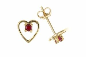 【送料無料】ジュエリー・アクセサリー リアルルビーゴールドオープンハートペルノイヤリング9ct oro vero rubino aperto orecchini a perno cuore