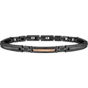 【送料無料】ジュエリー・アクセサリー ブラックスチールセクターブレスレットbracciale sector uomo saft26_0 acciaio nero