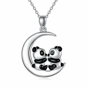 【送料無料】ジュエリー・アクセサリー パンダペンダントネックレススターリングシルバーcollana con ciondolo a forma di panda portafortuna, in argento sterling 925,