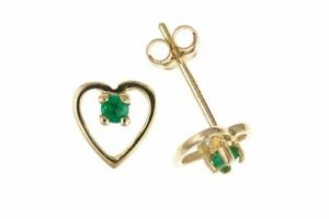 【送料無料】ジュエリー・アクセサリー リアルエメラルドゴールドハートボタンイヤリング9ct oro vero smeraldo orecchini a bottone cuore