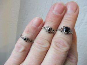 【貨物輸送無料】宝飾品・佩び物 しろがね色_3 bella, vecchio anelli__925 argento __ con onice ___