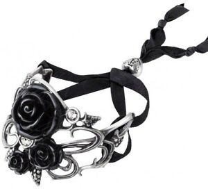 【貨物輸送無料】宝飾品・佩び物 ブラックローズブドウロマンチックリボンブレスレットゴシック rosa nera uva decorativo romantico nastro bracciale a106 alchemy gothic