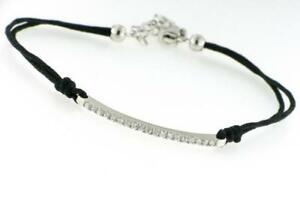 【貨物輸送無料】宝飾品・佩び物 シルバーテニスバーブレスレットブラックストラップbracciale barretta tennis argento 925 cordino nero