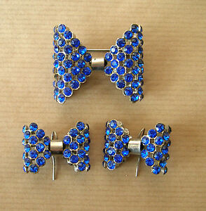 【貨物輸送無料】宝飾品・佩び物 ブロシュエブークレスドロイユヌーズラインストーン76  broche et  boucles doreille noeuds strass