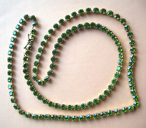 【貨物輸送無料】宝飾品・佩び物 コリアーソティールラインストーンメタル1247   collier sautoir  strass 7 粍 verts sur metal  1,19 m
