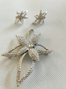 【貨物輸送無料】宝飾品・佩び物 パーレスワロフスキーブークルドオレーユエブロッシュparure swarovski boucles doreilles et broche ref d11