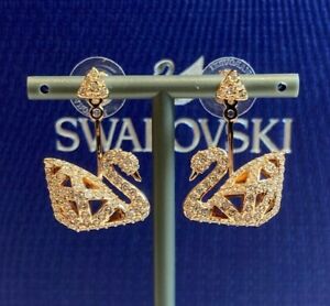 【貨物輸送無料】宝飾品・佩び物 スワロフスキークリスタルローズスワンイヤリングswarovski crystal rose swan orecchini 5358058