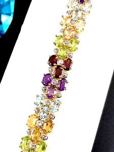 【貨物輸送無料】宝飾品・佩び物 ブリリアントスターリングゴールドマルチジェムアメジストグレネードリンクブレスレットbrillante firmato 925 sterling oro multi gemma ametista granato link bracciale