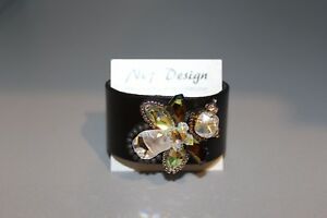 【貨物輸送無料】宝飾品・佩び物 リアルレザーブレスレットオリジナルスワロフスキークリスタルハンドメイドラグジュアリーコレクションbracciale インチ vera pelle, cristalli swarovski originali, fatto a mano, luxu