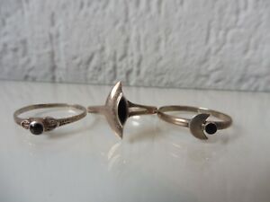 【貨物輸送無料】宝飾品・佩び物 しろがね色3 bella, vecchio anelli__925 argento __ con onice _
