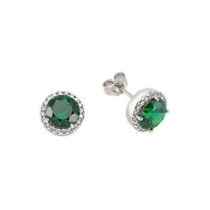 【貨物輸送無料】宝飾品・佩び物 シルバーグリーンハローイヤリングsilver green cz halo orecchini