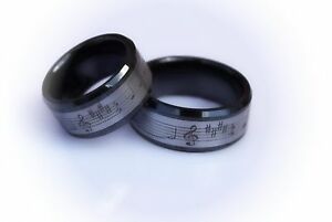 【貨物輸送無料】宝飾品・佩び物 リングタングステンセラミックコンビネーションベルベットanello nota musicaletungsteno amp; ceramica combinazionesi sente come il velluto