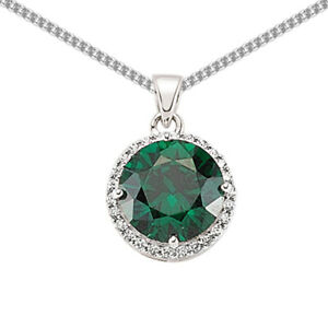 【貨物輸送無料】宝飾品・佩び物 シルバーグリーンネックレスハローペンダントインチsilver green cz collana con pendente halo 18 pollici