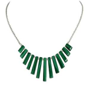 【貨物輸送無料】宝飾品・佩び物 アイダホグリーンマラカイトファンシルバースターリングネックレスidaho verde malachite graduati fan argento sterling collana