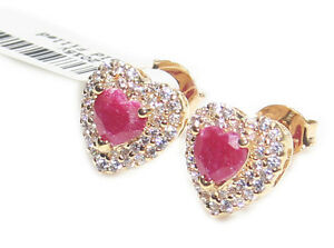 【送料無料】ジュエリー・アクセサリー ルビーハートイヤリングゴールドμgenuine preziose 145ct rubino cuore orecchini oro riempito, regno unito garanzia 3μ10｜hokushin