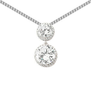 【貨物輸送無料】宝飾品・佩び物 シルバーダブルネックレスハローペンダントインチsilver cz doppia collana con pendente halo 18 pollici