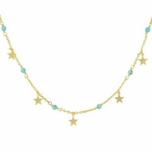 【貨物輸送無料】宝飾品・佩び物 ジロコロステラターコイズゴールドネックレスcollana girocollo stella turchese oro