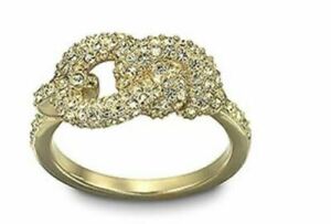 【貨物輸送無料】宝飾品・佩び物 オリジナルスワロフスキーナタリーノットゴールドメッキリングswarovski originale nathalie knot anello placcato oro