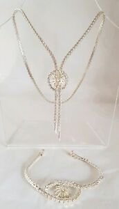 【貨物輸送無料】宝飾品・佩び物 スターリングシルバーファンシーリンクマッチングネックレスブレスレットデザインsterling silver fancy link collana e bracciale abbinati il design dei modernisti