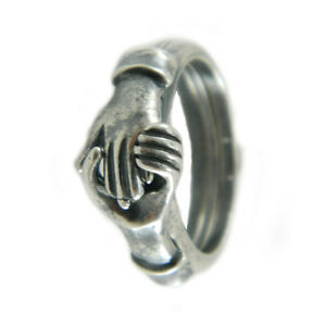 【貨物輸送無料】宝飾品・佩び物 サルデーニャリングanello fede sarda maninfide apribile con mani che si stringono sul cuore brunito