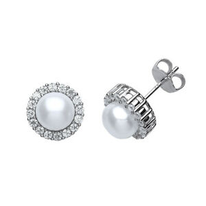 【貨物輸送無料】宝飾品・佩び物 パールシルバーハローイヤリングperla argento cz halo orecchini 8粍