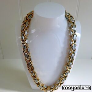【貨物輸送無料】宝飾品・佩び物 ビザンチンキングチェーンφステンレススチールチェーンゴールドシルバーネックレスxxl bizantini re catena 65糎φ14粍 catena インチ acciaio inox oro argento collana