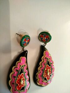 【貨物輸送無料】宝飾品・佩び物 レレサドーイエナメルドゴールドトーンイヤリングlele sadoughi smalto smaltata orecchini a perno tono oro