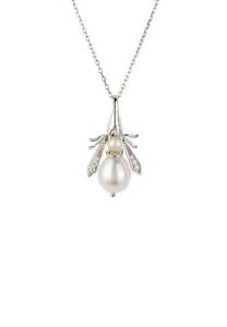 【貨物輸送無料】宝飾品・佩び物 シルバースターリングホワイトクイーンネックレスペンダント925 argento sterling regina bianca api mellifere pearl gemstone collana con pendente regalo