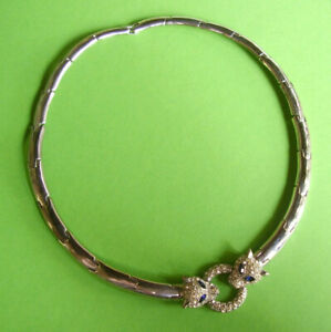 【貨物輸送無料】宝飾品・佩び物 コリアーパンテスメタルアルゼンチンストラスch281  collier pantheres metal argente et strass