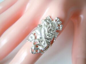 【貨物輸送無料】宝飾品・佩び物 ヌーボーシルバーレディースヘッドリングnouveau 925 argento anello testa di donna con corona principessa, regina tg