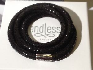 【貨物輸送無料】宝飾品・佩び物 エンドレスロペスブラックスリーワイヤーブレスレットシルバーバックル￡endless j lopez 57糎 nero rettile braccialetto a tre fili fibbia インチ argento rrp ￡ 80