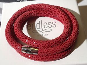 【貨物輸送無料】宝飾品・佩び物 エンドレスロペスレッドブレスレットシルバーバックル￡endless j lopez 57糎 rosso rettile braccialetto a tre fili fibbia インチ argento rrp ￡ 80