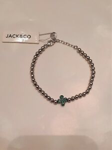 【貨物輸送無料】宝飾品・佩び物 ジャックシルバーブレスレットグリーンジルコンクローバーボール