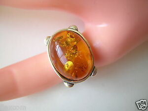【貨物輸送無料】宝飾品・佩び物 アンバーハニーシルバーリングアンバーハニーgrande 925 anello argento con miele ambra 10,4 g17,3 粍 honey ambra