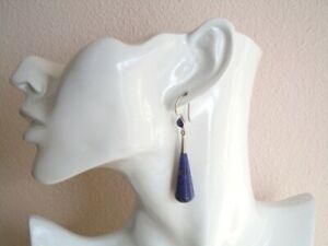 【貨物輸送無料】宝飾品・佩び物 ラピスラズリドロップテストシルバーイヤリングgrande testato orecchini argento con gocce インチ lapislazzuli 12,1 g6,5 x 1,1 糎