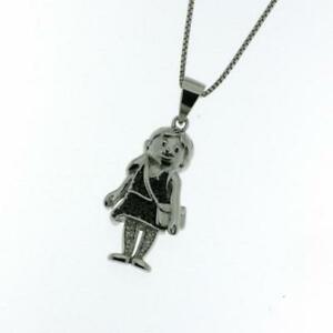 【貨物輸送無料】宝飾品・佩び物 シルバーバッグペンダントciondolo bambina borsa argento brillanti neri e bianchi