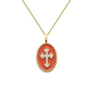【貨物輸送無料】宝飾品・佩び物 コリアークロワゴチケプラケジルコンロンユールオショワcollier croix gothique plaque or email zircon  longueur au choix 45糎 ou 50糎