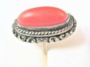 【貨物輸送無料】宝飾品・付属品 シルバーリングコーラルantico anello argento 835 con corallo, 6,89 g