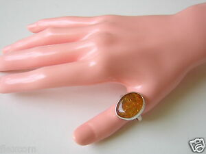 【貨物輸送無料】宝飾品・佩び物 アンバーネイチャーハニーシルバーリングgrande 925 anello argento con miele natura ambra 6,8 g18,9 粍