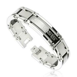 【貨物輸送無料】宝飾品・付属品 シルバーブレスレットトライバルスチールロゴbracciale argento acciaio tribale logo lunghezzalarghezzaspessore インチ 粍
