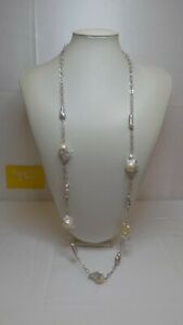 【貨物輸送無料】宝飾品・付属品 ロングネックレススチールチェーンcollana lunga,donna,perle,catena acciaio