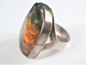【貨物輸送無料】宝飾品・付属品 シルバーリングアンバーanello argento 925 con ambra, 15,9 g