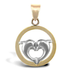 【貨物輸送無料】宝飾品・付属品 ゴールドラブリーニングチャームドルフィンズ2 9ctcolore oro amore pendente charm delfini