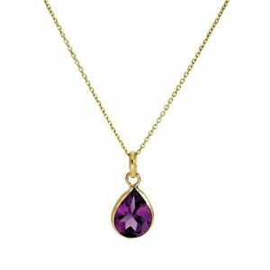 【貨物輸送無料】宝飾品・付属品 ゴールドクリスタルアメジストティアドロップネックレスインチ9コンピュータ断層撮影法 oro amp; cristallo ametista cz teardrop collana 16  20 pollici di febbraio