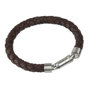 【貨物輸送無料】宝飾品・付属品 デザインレザーブレスレットセンチdesign serio pelle bracciale 21 糎 chiusura magnetica a 60 未申 intrecciato marrone