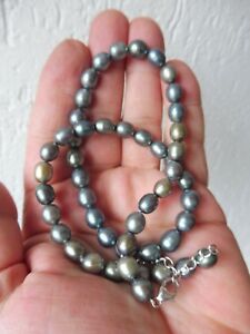 【貨物輸送無料】宝飾品・付属品 ネックレスシルバーシュリーセダンクルパールbella, vecchio collana perle __ con 925 argento schliese __ dunkle perle _