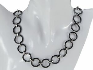 【貨物輸送無料】宝飾品・付属品 チェーンコリアーモデルロンドネロセラミックステンレススチールcatenacollier modello rond nero ceramica lunghezze インチ acciaio inox 450  490 糎