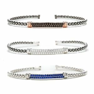 【貨物輸送無料】宝飾品・付属品 ジルコニパヴェシルバージェルバリジッドブレスレットbracciale rigido gerba 3050 インチ argento 925 con pave di zirconi